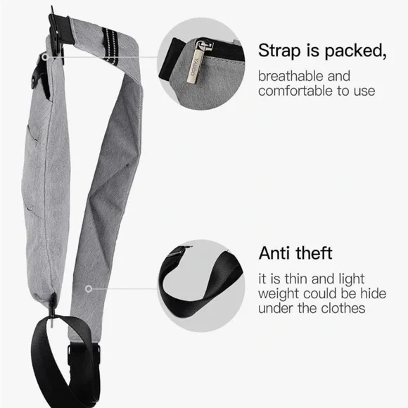 Broadream Gray Sling Bag Crossbody Chest Pack Minimalist - Picture 13 of 14